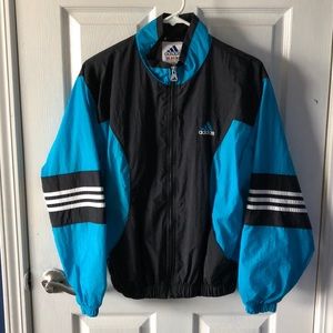 Black and blue adidas vintage jacket